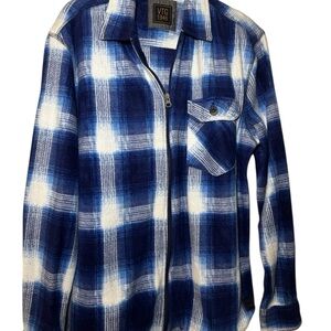 Blue and White Plaid Men's Shirt